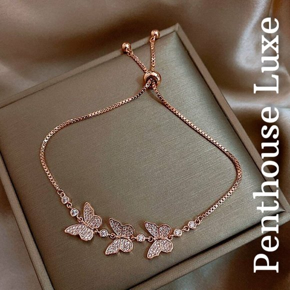 Penthouse Luxe Jewelry - Rose Gold Triple Butterfly Bracelet